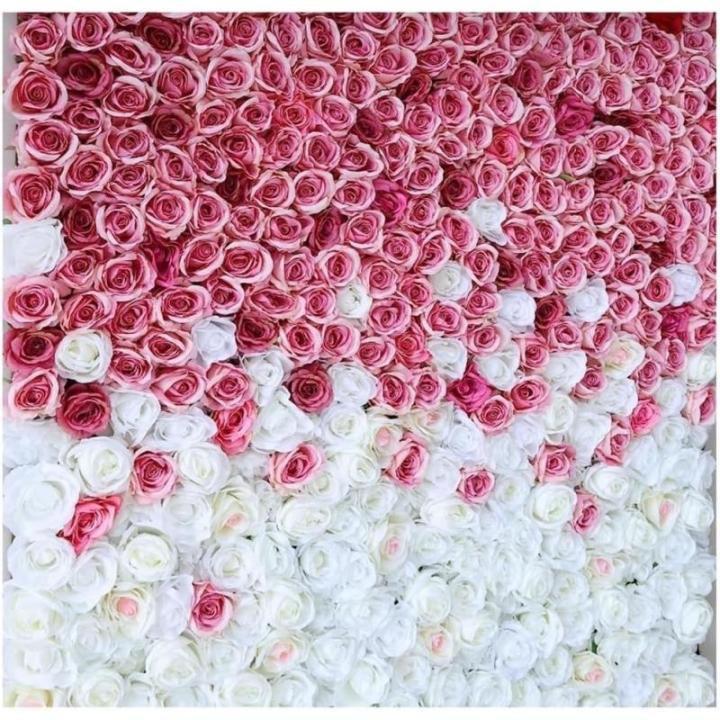 Künstliche Blumen-Wandpaneele, Hochzeitsfeier, Brautparty, 3D-Wandhintergrund Mit Romantischen Rosafarbenen Grünen Blättern(2M*3M)