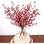 6 STÜCKE Weihnachten Rote Beeren, 50 cm Lange Künstliche Rote Beeren Burgunderrote Rote Beere Picks Stechpalme Beeren für Weihnachtsbaum Dekoration Handwerk Hochzeit Feiertage W