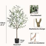 Kunstolijfboom, 120 cm, grote olijfboomplant, nep plastic planten in pot, kunstboom voor woonkamer, slaapkamer, kantoor, decoratie, tuin
