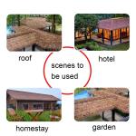 Simulatie reetdakpannen van kunststof met reetdak, kunststrodakkoop, tuinhuisje, dakdecoratie, kunststro kunststro simulatiereetdakpannen voor zee en cotta