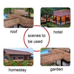 Simulation Stroh Kunststoff Stroh Fliese künstliche PVC Holzhaus Pavillon gefälschte Stroh natürliche Dachdekoration feuerfest Künstliches Stroh Gefälschtes Stroh 50X50cm