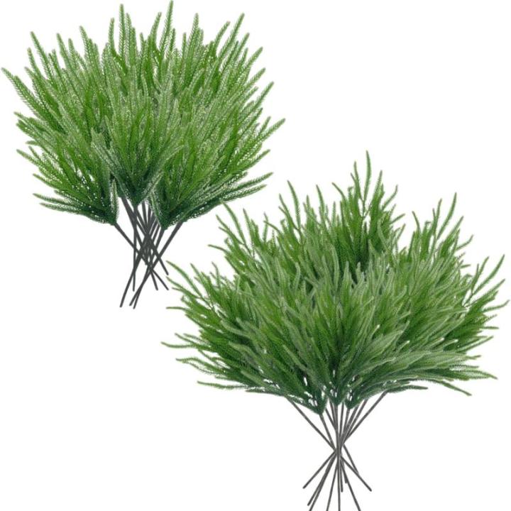 12 Stück Norfolk-Tanne-Stängel, realistische künstliche Tannenzweige, weicher Kleber, Norfolk-Tanne-Weihnachtszweige für Weihnachten (17,7 Zoll), künstliche Pflanzen
