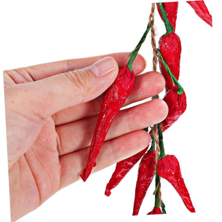 20 STK Chili-Pfeffer-modelldekoration Farbige Schlüsselbänder Künstlich Lebensechte Gemüse-Obst-Girlande Restaurant Gefälschte Paprika Ristras Lebensechtes Pfefferdekor Rot Sc