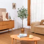 Kunstmatige eucalyptusboom, 150 cm, nep-eucalyptusboom met groene zilveren dollarbladeren, zijden faux eucalyptusboom met plastic kwekerijpot, voor thuiskantoor en binnendecoratie,