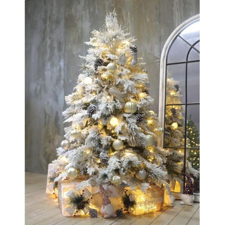 Künstlicher Baum Großer weißer Weihnachtsbaum, künstlicher schneebedeckter Baum mit Ornamenten, Weihnachtsbaum für Zuhause/Büro/Party-Dekoration
