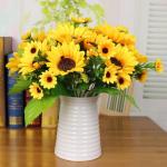 als echt 52 stuks kunstzonnebloemen, gele bloemen voor bloemstuk, bruiloftsboeket, tafeldecoratie, thuis, tuin, decoratie, 1303