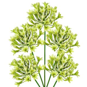 5 stuks kunstbloemen, sierlelie als echte kunstmatige agapanthus, bloemen, 75 cm lengte, lentebloemen, groene decoratieve bloemen voor bloemstuk, thuis, resto, kantoordecoratie