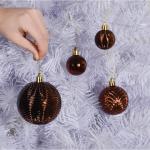 bruine kerstbalornamenten voor kerstversiering - 36 stuks kerstboom onbreekbare ornamenten met ophanglus voor vakantie- en feestdecoratie (combo van 6 stijlen in 3 maten)