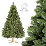 Pvc-kerstboom 210 cm, kunstkerstboom met 1346 takpunten, houten standaard en handschoenen inbegrepen, lifelike dennenboom voor binnen, patio, lobby, koffiewinkel, feestdecoratie (d
