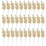 30 glitzernde künstliche Glitzer-Beerenstiel-Ornamente, Weihnachtsbaum-Plektren, glitzernde Zweige für Weihnachtsbaumdekoration, DIY, Basteln, Dekoration, Heimdekoration (Gold)