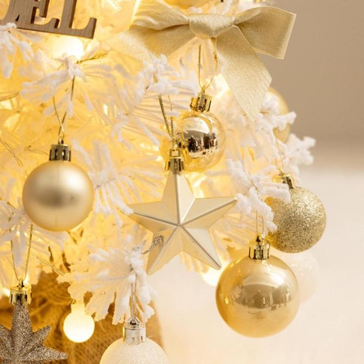 Mini Weihnachtsbaum 40CM Klein Tannenbaum mit Beleuchtung, Tischdeko Christbaum mit LED Lichterkette und Weihnachtskugel, Künstliche Weihnachtsbäume Geschmückt für Weihnachten 