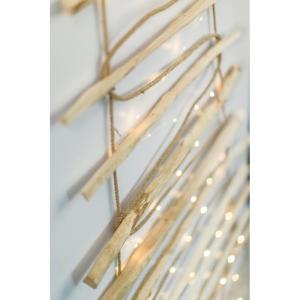 Handgemaakte kerstboom 205 cm hoog, van hazelnoothout, decoratieve hanger, met 10 m ledverlichting, houten platen verbonden met een jute touw met een dikte van 6 mm