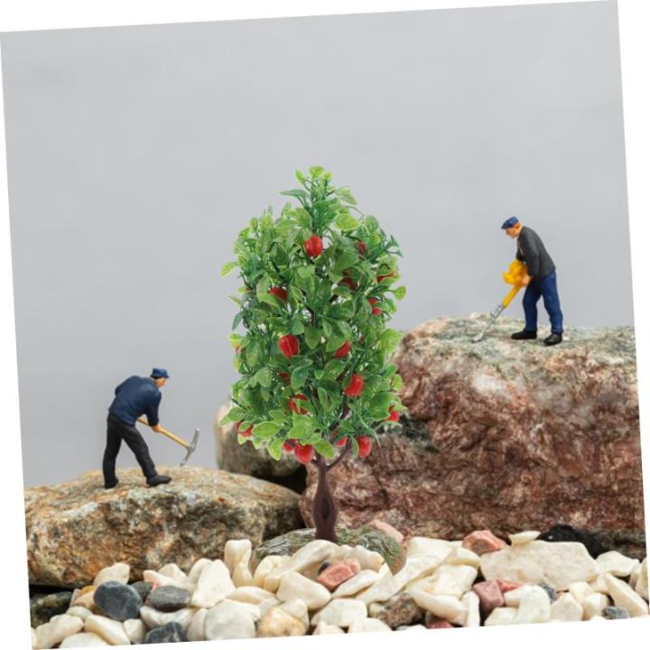 1 Satz Obstbaum-Modell Gründekor Mini-obstbaum Modelleisenbahn Baum Realistischer Pflanzenschmuck Künstlicher Pfirsichbaum Grüner Minibaum Kaktus-dekor Obstbäume Green Plastik 