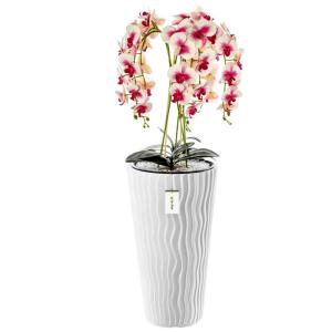 Künstliche Orchidee Kaskaden Blumenstrauß Creme und Rosa im Topf Weiß H 115 cm Heimbüro Dekoration, Kunstpflanze Orchidee, Kunstblume, Künstliche Orchidee im Topf