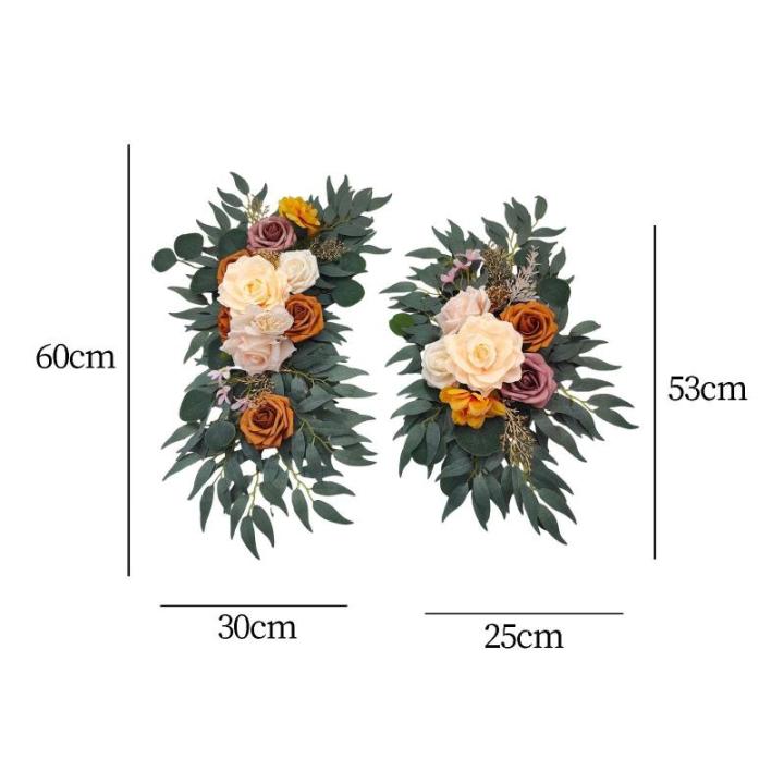 Hochzeitsbogen-Blumen, Blumengirlanden für Bögen, Heimdekoration, grüne Blätter, Kunstblumen-Girlande-Set für den Innenbereich, 2er-Pack für Empfänge, BRAUN