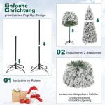 Kunstkerstboom met verlichting, 180 cm, pop-up dennenboom met 170 warmwitte ledlampen en 517 takuiteinden, gevlokte kerstboom, kunstboom voor thuis, bedrijf en kantoor