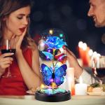 Eeuwige roos, mooie en het beest, Galaxy Rose, cadeau voor vriendin (vlinderblauw)