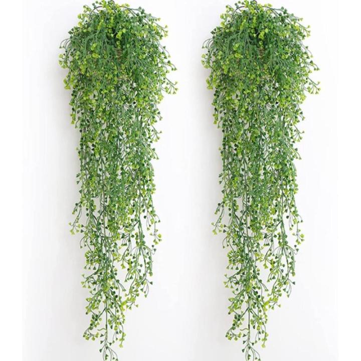 2 stuks , hangende hangplanten, kunstklimopslinger voor slaapkamer, keuken, woonkamer, badkamer, balkon, kantoor, vensterbank
