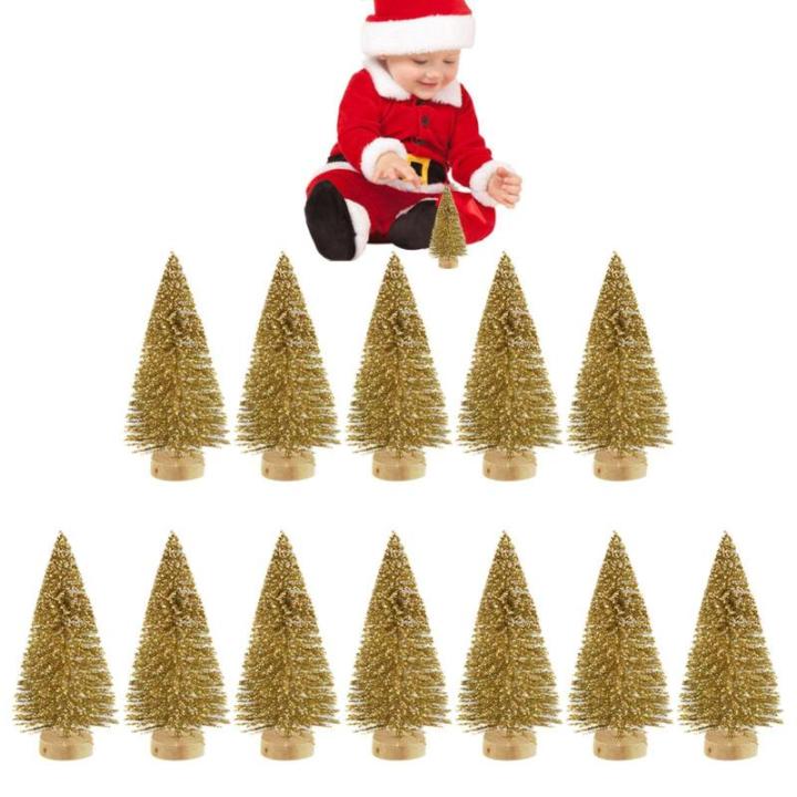 12 Stück Weihnachtsbaum Klein, Weihnachtsbaum Deko Künstlich Klein Bereifte Zeder, Winterschmuck, Tisch Modell Bäume, Kleine Sisalbäume Für Weiße Weihnachts Dekoration