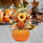 Halloween-Kürbisse, Ahornblätter, Ornament, Herbsternte, Dekor, neuartiges dekoratives Handwerk, Esstisch-Mittelstück für Geschäft und Büro, Style D