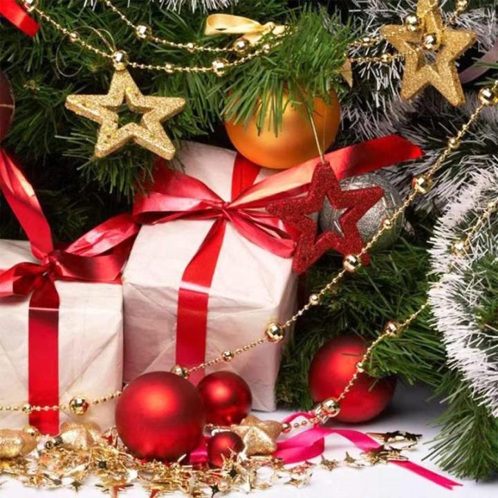 15M Kerstboom kralen guirlande Kerstboom ornamenten kralen lint | Kraaldiameter 8mm & 4mm | Kerstboomketting decoratie (rood)
