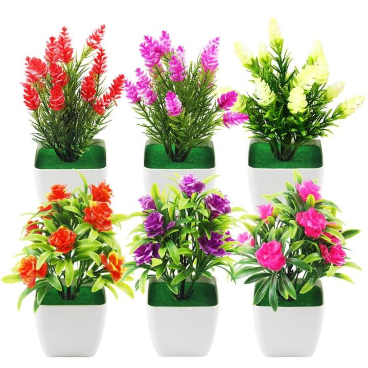 6 stuks kunstplanten in potten 17,08 cm hoge kunstmatige mini ingemaakte bloemen nepplanten voor thuiskantoor restaurant outdoor indoor deco