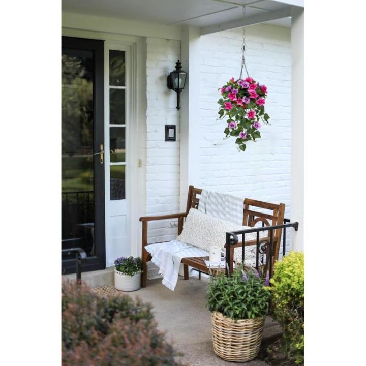 Kunstblumen Wie Echt Morning Glory Hängende Pflanzen Künstliche Blumen mit Hängeampel, Höhe 70 cm, Zimmerpflanze Busch Dekopflanze Grünpflanze