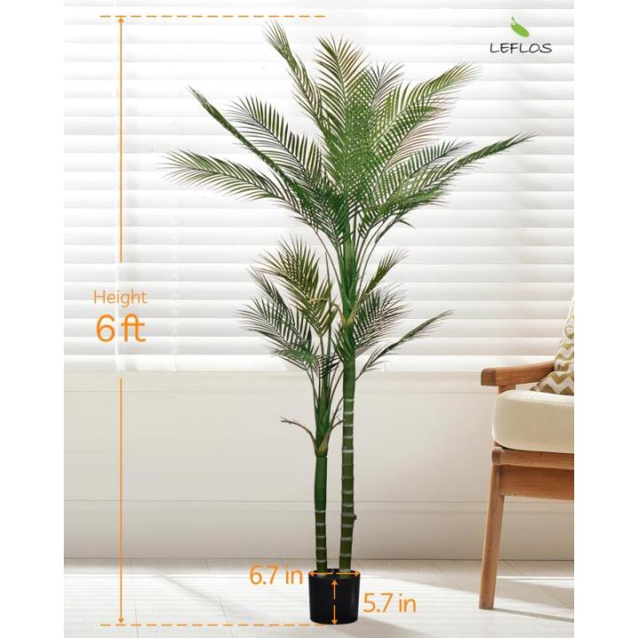 180cm künstliche Phoenix Palme, Areca Palme nur für den Innenbereich mit 2 abnehmbaren Stämmen und 24 verstellbaren Palmenblättern, deko für Büro, Laden, Wohnung und Party