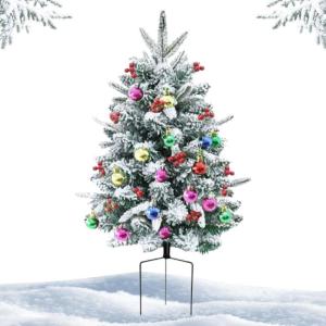 Snow Flocked Christmas Tree, 29.5 Inch Pine Christmas Tree, Holiday Urn Filler, Christmas Planter Decor, Small Yard Christmas Tree, Flocked Pine Tree Decor, Snowy Christmas Tree fo