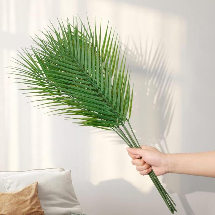 Areca kunstpalmbladeren, 68 cm, tropische palmbladeren met stammen, kunstplant voor palm, zondag, Hawaiian Luau, jungle, bruiloft, verjaardag, feestdecoratie