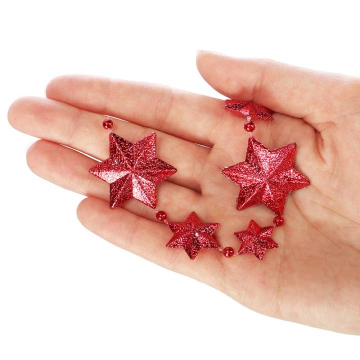 slinger met sterren - slinger Kerst - sterrenslinger voor kerstversiering - kerstversiering voor kerstboom - 500 cm (Set02 - rood/sterren)