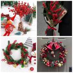 Kunstbessentakken, rood, 74 cm, bessenstelen, fake hulst, bessen, kerstbessentak, kerstdecoratie, prikkers, takken voor kerstboom, doe-het-zelf boeketten, bruiloft, feestdagen
