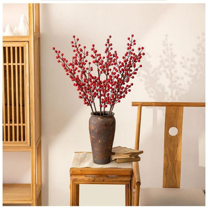 Kunstbessentakken, rood, 74 cm, bessenstelen, fake hulst, bessen, kerstbessentak, kerstdecoratie, prikkers, takken voor kerstboom, doe-het-zelf boeketten, bruiloft, feestdagen