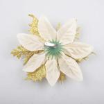GL-Turelfies 12 STK. Glitzer Weihnachtsblumen (15cm/5,9'') mit 12 STK. Clips Künstliche Weihnachtsstern Blumen Weihnachtsbaum Blumenschmuck Weihnachtsbaum Ornamente (Gold)