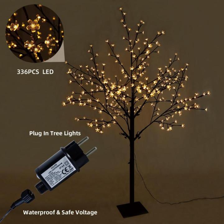 CushHom Led-lichtboom voor binnen en buiten, voor binnen en buiten, kersenbloesemboom, lichtdecoratie, warmwit, IP44, 180 cm, 336 leds
