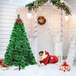 Kunstkerstboom, 150 cm, groene dennennaalden met sneeuweffect, kerstboom met 150 takken, snel op te bouwen klapsysteem, metalen standaard, kerstdecoratie