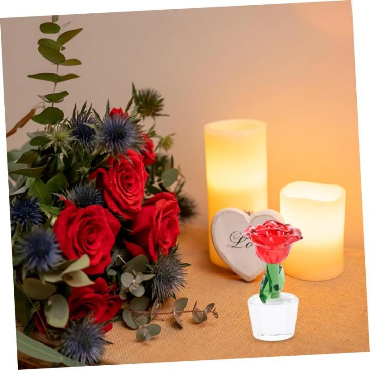 Ornamente Künstlicher Blumenstrauß Pflanzen dekor Dekorationen für Hochzeitszeremonien Fengshui bürodeko büro Dekoration Love Rosenstatue aus Kristall Kristallrose schmücken