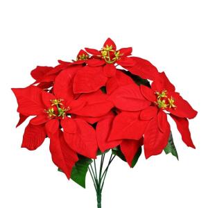 Kunstpoinsettia-boeket, 42 cm, natuurgetrouwe replica, kunstbloemen, kunstbloemen, boeket