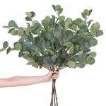 eucalyptus decoratie 2 combinaties simulatie groene eucalyptus laat takken zilveren dollars eucalyptus plant bulk voor bruiloft tuin huis kantoor decoratie (4 stuks)