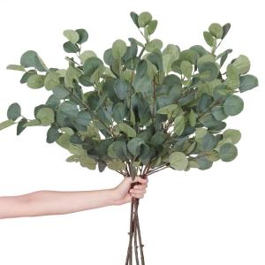 eucalyptus decoratie 2 combinaties simulatie groene eucalyptus laat takken zilveren dollars eucalyptus plant bulk voor bruiloft tuin huis kantoor decoratie (4 stuks)