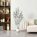 Olijfboom, kunstplant, 150 cm, kunstplant met levensechte vruchten, kunstolijfboom in witte pot, indoor decoratie (1 stuks)