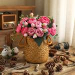 4 bossen kunstmatige bloemen pioen zijde pioenrozen boeketten nep bloemen boeketten bruiloft decoratie thuis tafel keuken kantoor tuin bruids groen (diep roze)