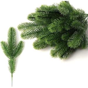 Künstliche Tannenzweige für Weihnachten, 30 Stücke Künstliche Kiefernzweige Kunststoff Kiefernblätter Gefälschte Kiefernnadel DIY Zubehör für Girlandenkranz Weihnachtsversc
