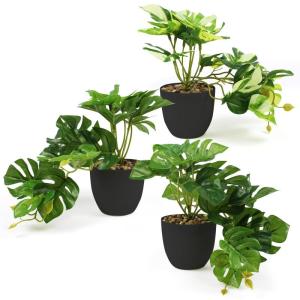 Monstera kunstplant in potten, mini-, voor binnen en buiten, als echt geschikt voor balkon