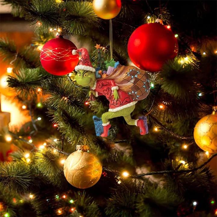 Kerstdecoratie, acryl, kerstboomversiering, groen, schattig, hangende ornamenten, kerstdecoratie, kerstversiering, feestdecoratie voor kerstfeest