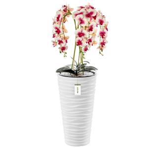 Künstliche Orchidee Kaskaden Blumenstrauß Creme und Rosa im Topf Weiß H 115 cm Heimbüro Dekoration, Kunstpflanze Orchidee, Kunstblume, Künstliche Orchidee im Topf