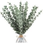 24 stuks eucalyptus kunstmatige, donkergroene kunstmatige eucalyptusplant, bladeren, decoratie, zilveren dollar voor bruiloftsfeesten, feesten, thuis, tafeldecoratie, bloemenarrang