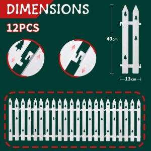 40 cm grote omheining voor de kerstboom, 12 stuks, witte lattenhek voor de kerstboom, kunststof voor huisdieren, kerstboomomheining voor kinderen, knutselende kerstboompatronen