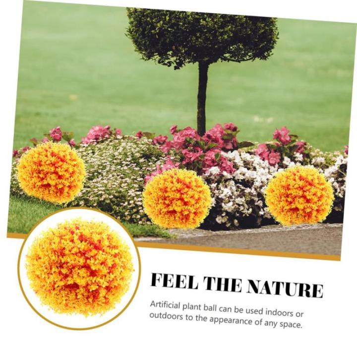 4 Stück Eukalyptus-grasball Künstlicher Eukalyptusbaum Runde Künstliche Pflanzenkugeln Kunstpflanze Buchsbaum Formschnitt Kugeln Topiary-Kugeln Faux-laubkugeln Plastik Orange