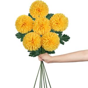 10 cm grote kunstbloemen hortensia met 63 cm lange steel, 6 stuks gele kunstmatige hortensia-bloemen, kunststof bloemen, hortensia voor bruiloftsdecoratie, woondecoratie, kantoor, 